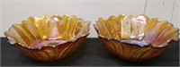 Two Vintage 7x3-in Carnival glass bowls