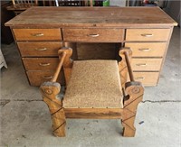 Mid Century Desk & Cushioned Seat