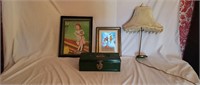 Vintage Cash Box, Art and Lamp