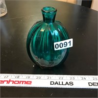 Teal blue green bud vase