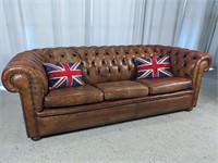 Vintage Chesterfield Brown Leather Sofa