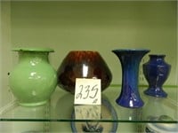 4 Pottery Pieces - 3 Vases & 1 Bowl