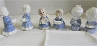 Porcelain figurines, blue & white (6)