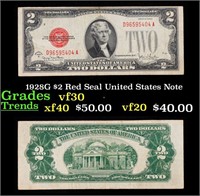 1928G $2 Red Seal United States Note Grades vf++