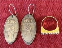 Elvis Presley costume jewelry earrings/pinky ring