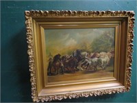 O/C Horse Gilt Framed Signed Painting