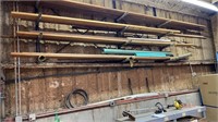 5 shelves of wood, steel & pvc pipe