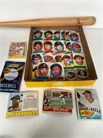 Vintage Baseball Cards Stickers & Mini Bat