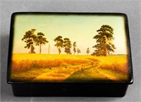 Russian Hand-Painted Lacquer Box, Vintage