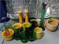 Orange Ceramic Candle Holders, Planters, Green