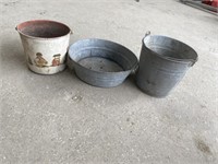Galvanized pail and buckets