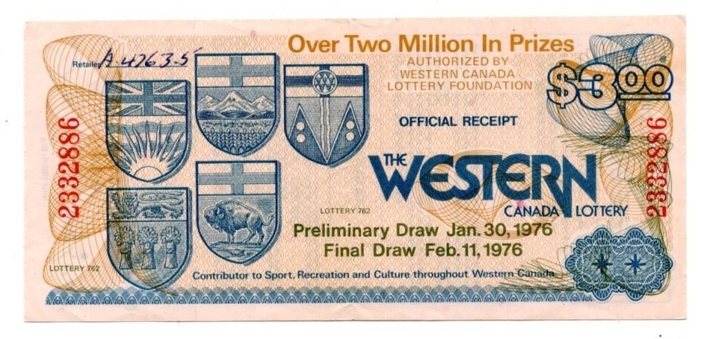 1976 Western Canada Lottery Ticket