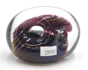 Chuck &Lesley Simpson iridescent glass paperweight