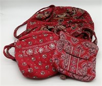 (O) Vera Bradley handbag and cloth handbags.
