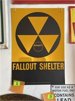Fallout shelter metal sign 14 x 20”