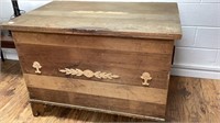 Antique chest, finish sanded, new wood appliqués