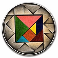 2023 Niue 2 Oz Silver Antique Tangram Puzzle Coin