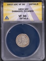 1832 10C Bust Dime ANACS VF 30 Details Looks nice!