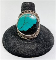 Large Vintage Sterling Large turquoise Ring 12 Gr