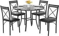 Vecelo 4 Piece Dining Set For 4 Faux Marble