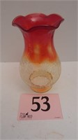 CRACKLE GLASS AMBERINA GLASS HURRICANE 8"