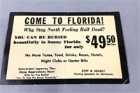Be buried in Florida for $49.50 postcard 1966