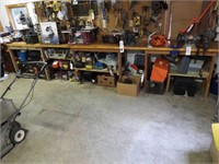 Entire contents of underneath of work bench to