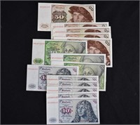 14 Deutsche Mark German Bank Notes