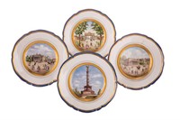 SET OF FOUR HAND-PAINTED KPM BERLIN RIMMED BOWLS