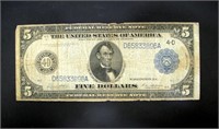 1914 $5 LARGE SIZE FEDERAL RESERVE NOTE