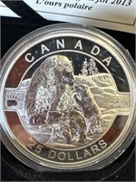 2013 $25 Fine Silver Coin The Polar Bear