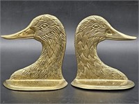 Vintage Brass Duck Head Bookends