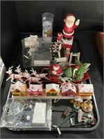 Vintage Plastic Christmas Santa Decor, Lights.