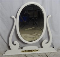 Vintage 34" White Dresser Top Oval Mirror