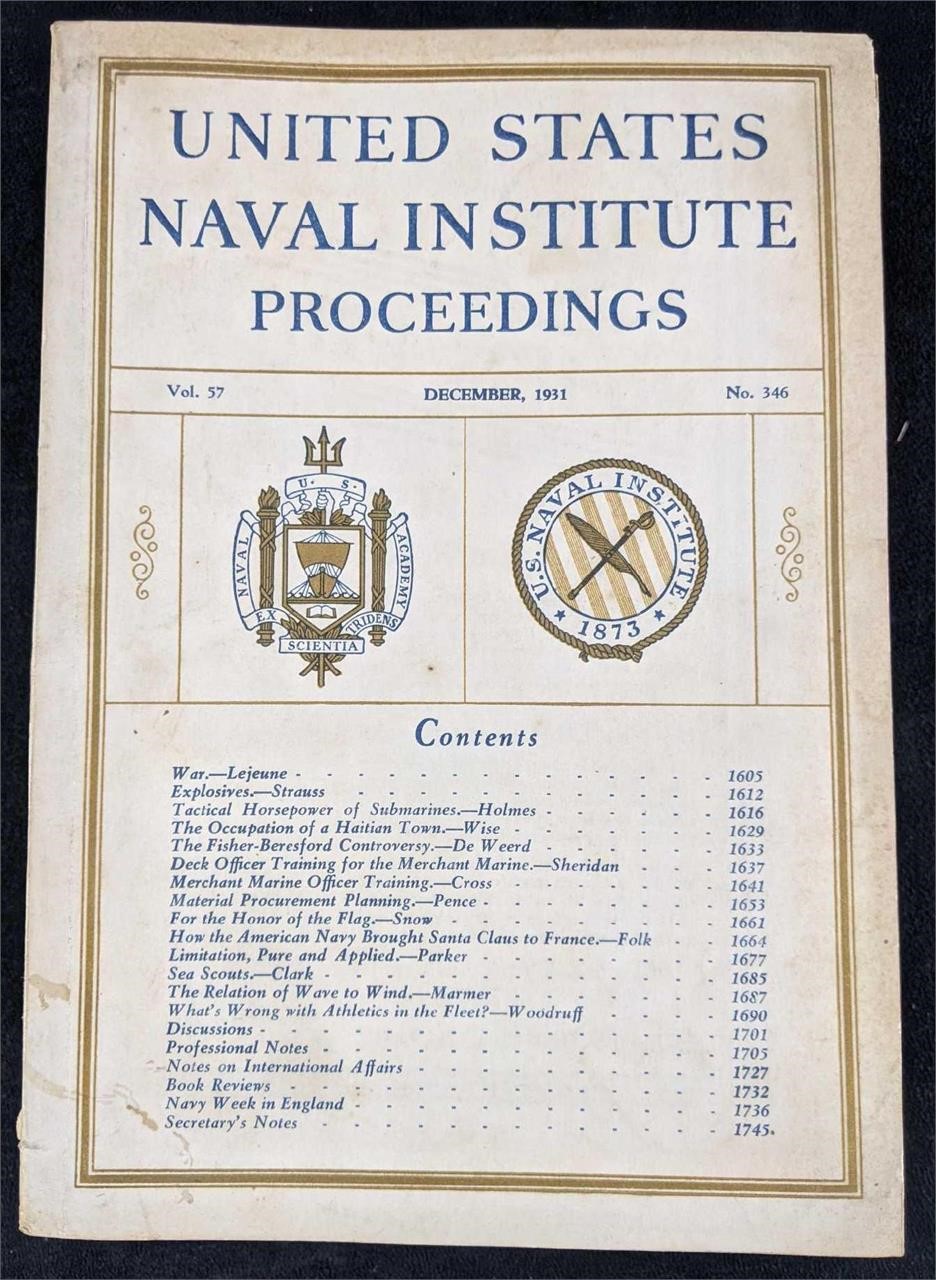 1931 United States Naval Institute Proceedings