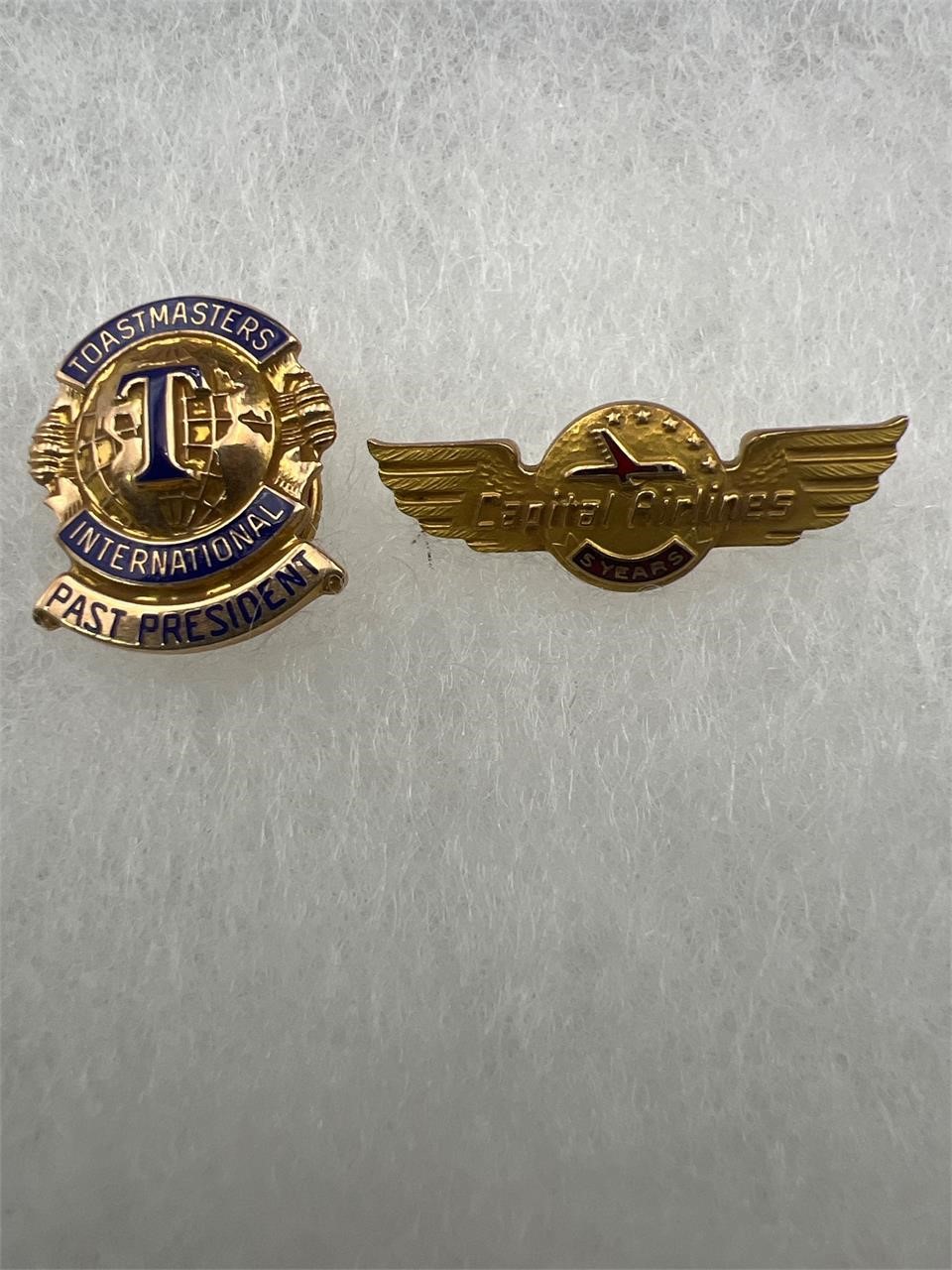 LGB 10k gold pins VTG toastmasters & coastal air