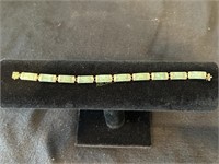 10K Yellow Gold Jade Bracelet, 7 1/2"L, 11.1g