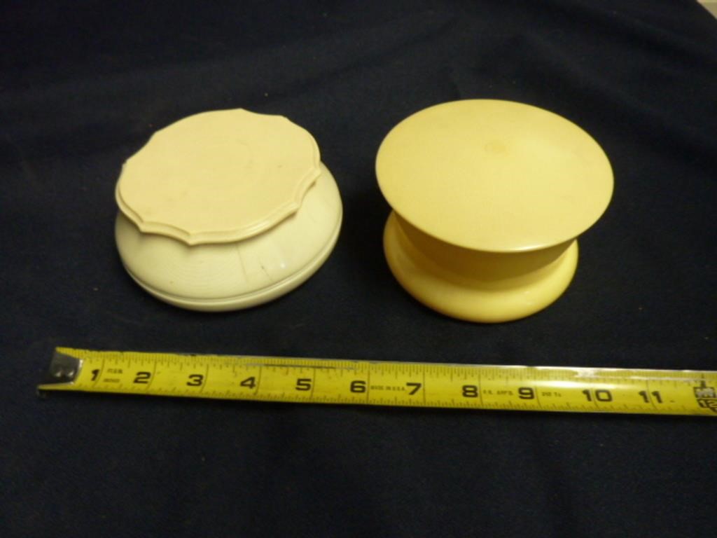 PAIR OF CELLULOID DRESSER JARS WITH LIDS
