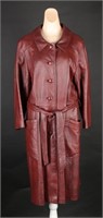 AMI Leather Maroon Duster Jacket- M