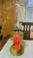 Teal Depression Glass Oil Lamp