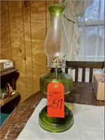 Green Depression Glass Oil Lamp