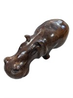 Rare Vintage Handmade Hippo Wooden Sculpture