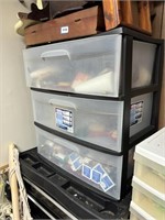 3 drawer storage container with misc. craft supp.