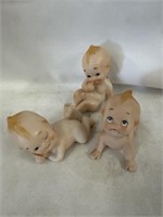Set of 3 small antique Cupid doll figurines