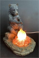 Rustic Forest Black Bear Warming Hands Statue