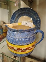 Spatterware Pitcher with Bowl