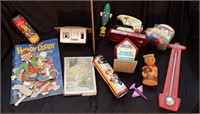 Box of vintage toys