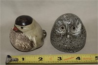 (2) Bird Figs: Pigeon Forge Pottery + Norway Owl