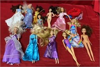 Barbie & Disney Dolls Approx 12 Pc Lot