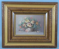 Small Oil Painting of Flowers by Helman